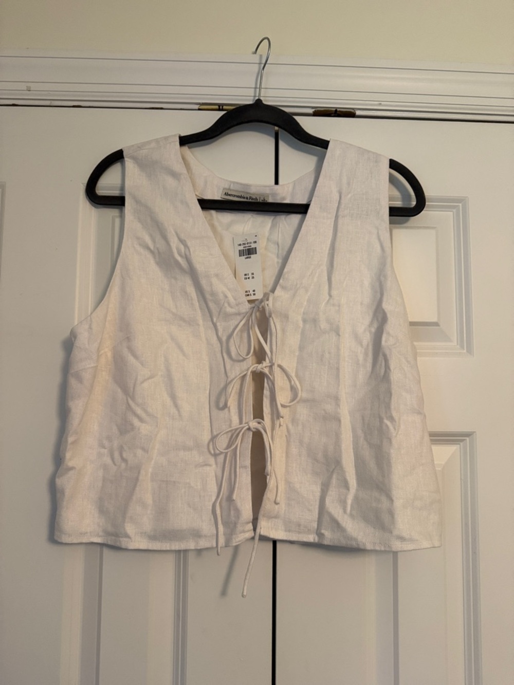 Abercrombie & Fitch White Linen Tie-Front  Top Vest Size Large L